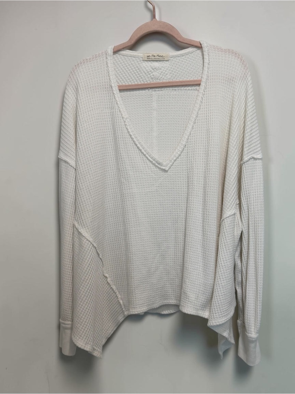 Free People We The Free White Oversized Thermal Top Size Medium